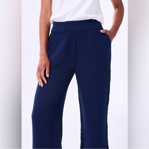 Alice Walk $125 Triple Gauze Cloud Organic Cotton Navy blue Pants size M - Picture 2 of 8